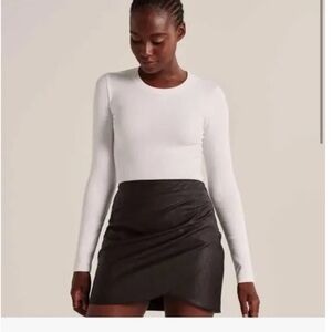 Abercrombie & Fitch Faux Leather Wrap Mini Skirt